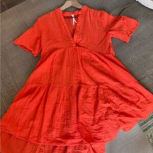 Anthropologie Kallie flowy tunic in orange